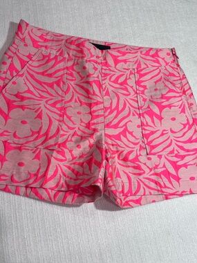J. Crew Plumeria Floral Print Jacquard
Neon Pink Shorts Zip Side Size O